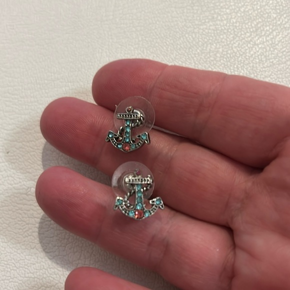 Betsey Johnson SET Nautical Anchor Sailor Pinup Statement Necklace Earrings EUC - Picture 11 of 11